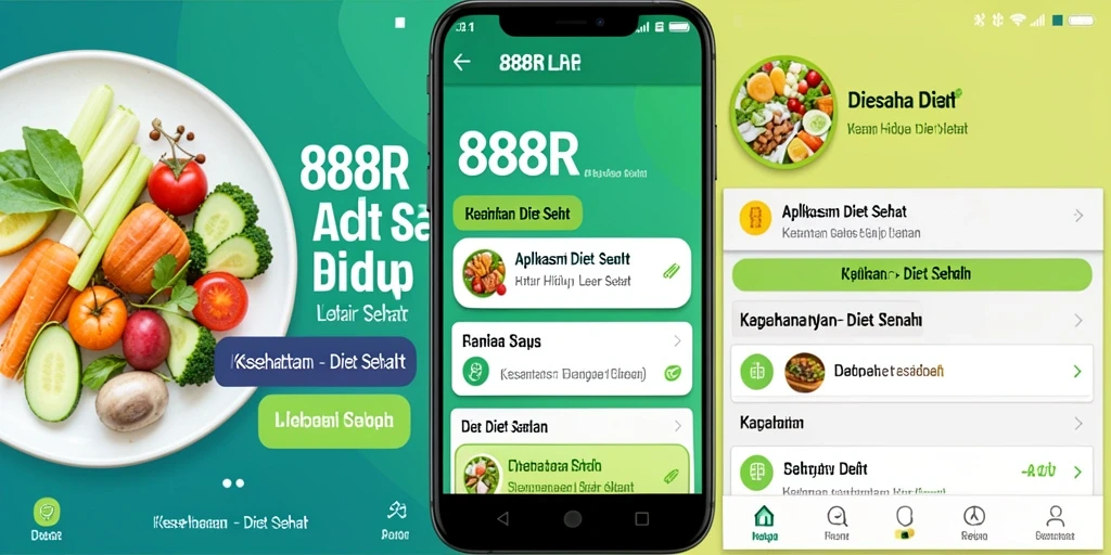 Antarmuka aplikasi 888R untuk diet sehat dan pelacakan kalori.