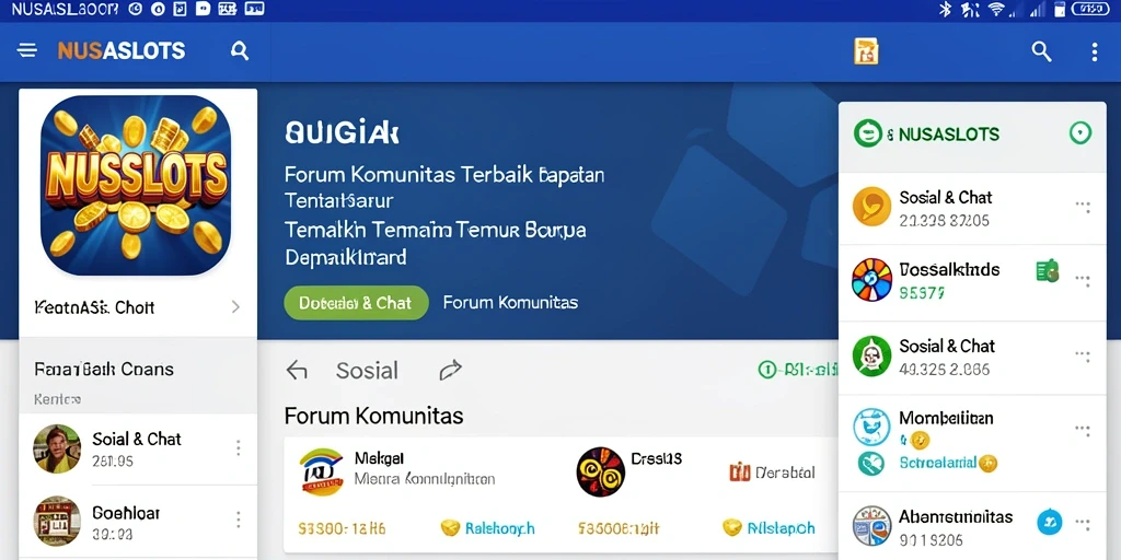 Antarmuka NUSASLOTS yang menarik dan interaktif untuk Forum Komunitas.