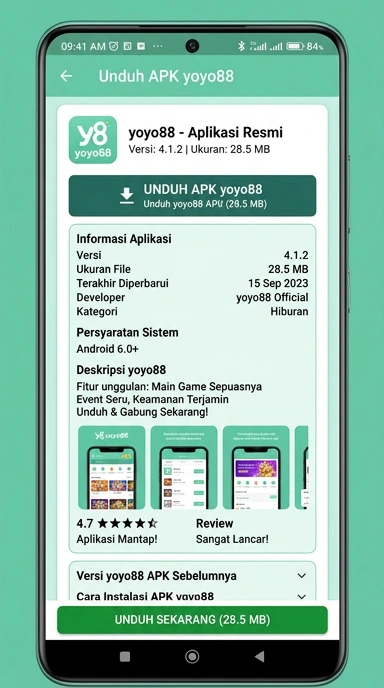 Tampilan halaman APK yoyo88